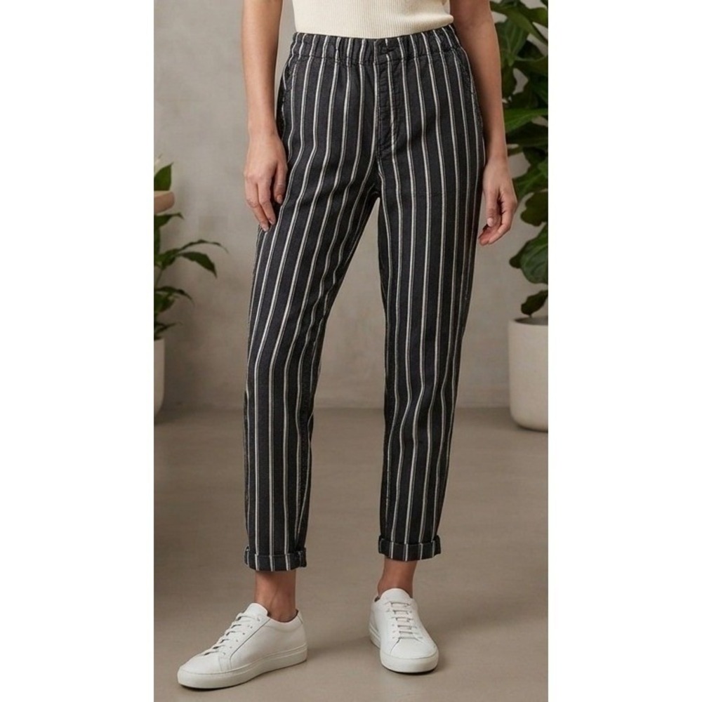 Hollister Striped Tapered Pants Women's‎ 7R W28 L27 Black White High Rise Office